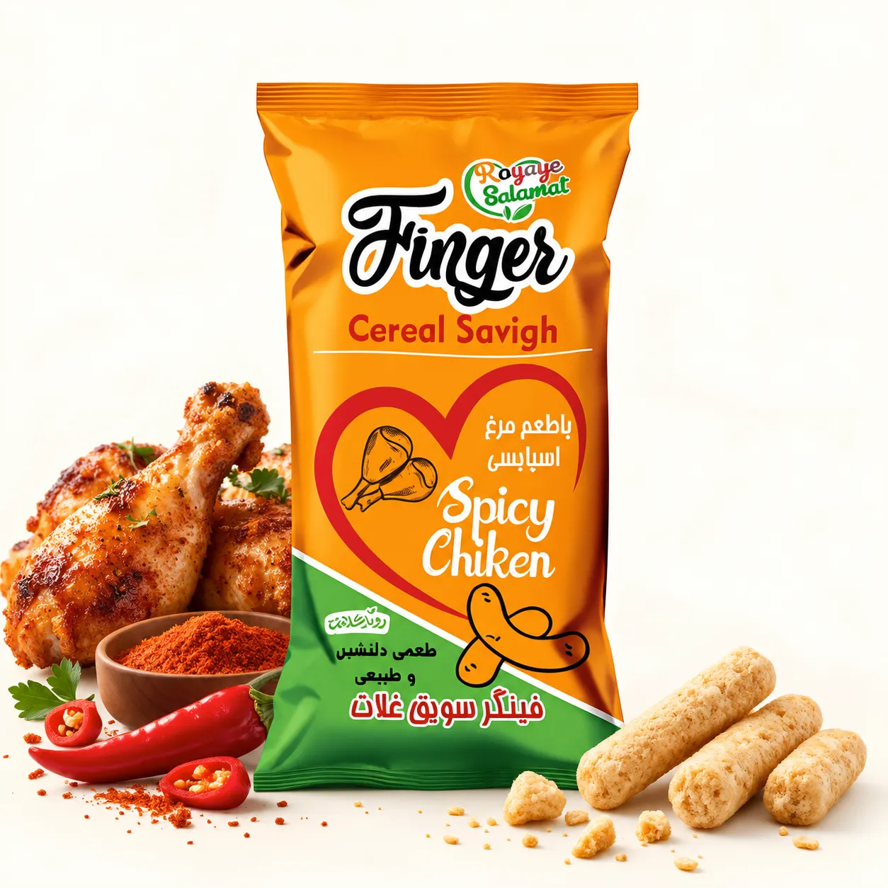 spicy-chiken-savigh فینگر سویق با طعم مرغ اسپایسی