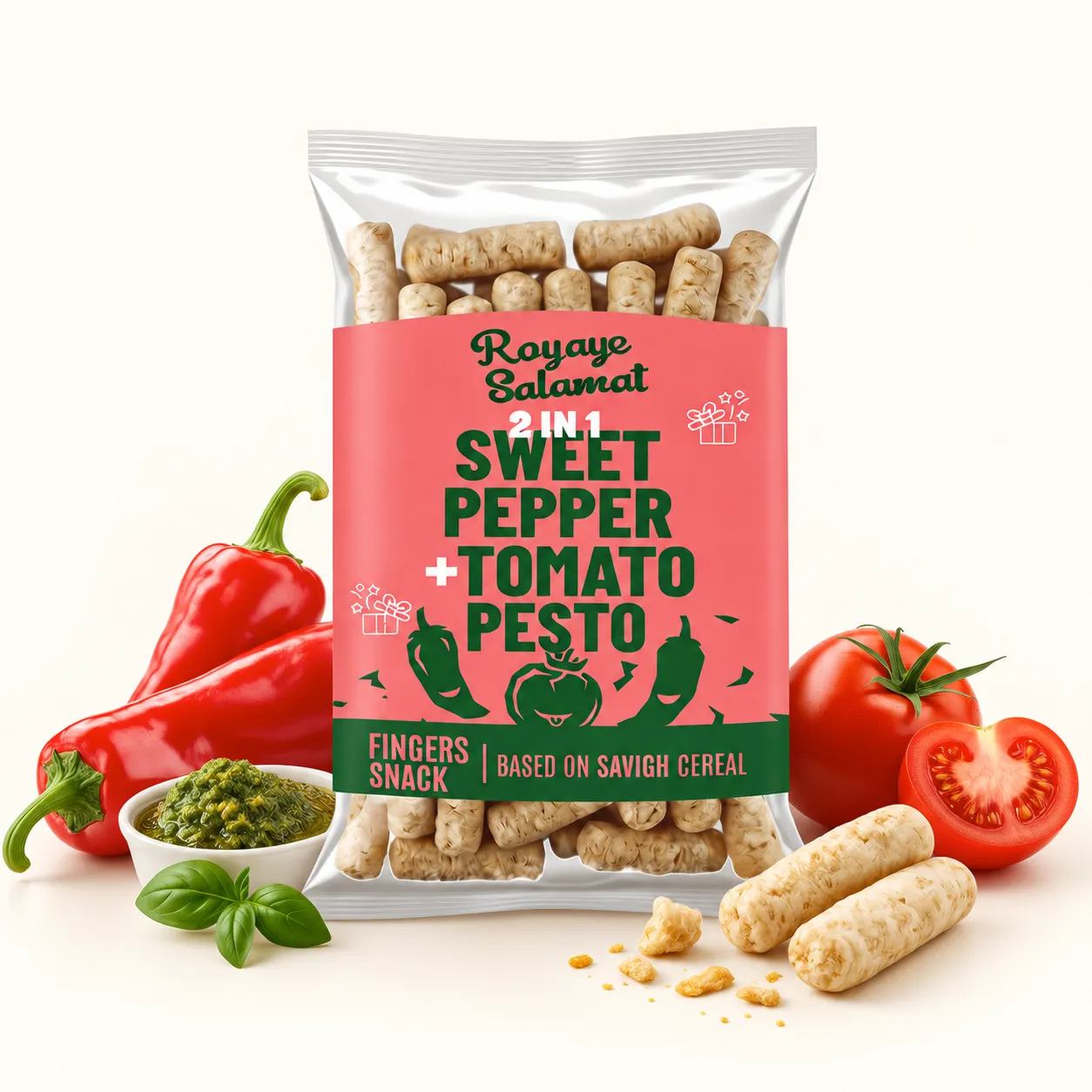 sweet-pepper-tomato-pesto-savigh میکس فینگر سویق با دو طعم فلفل شیرین و گوجه پستو
